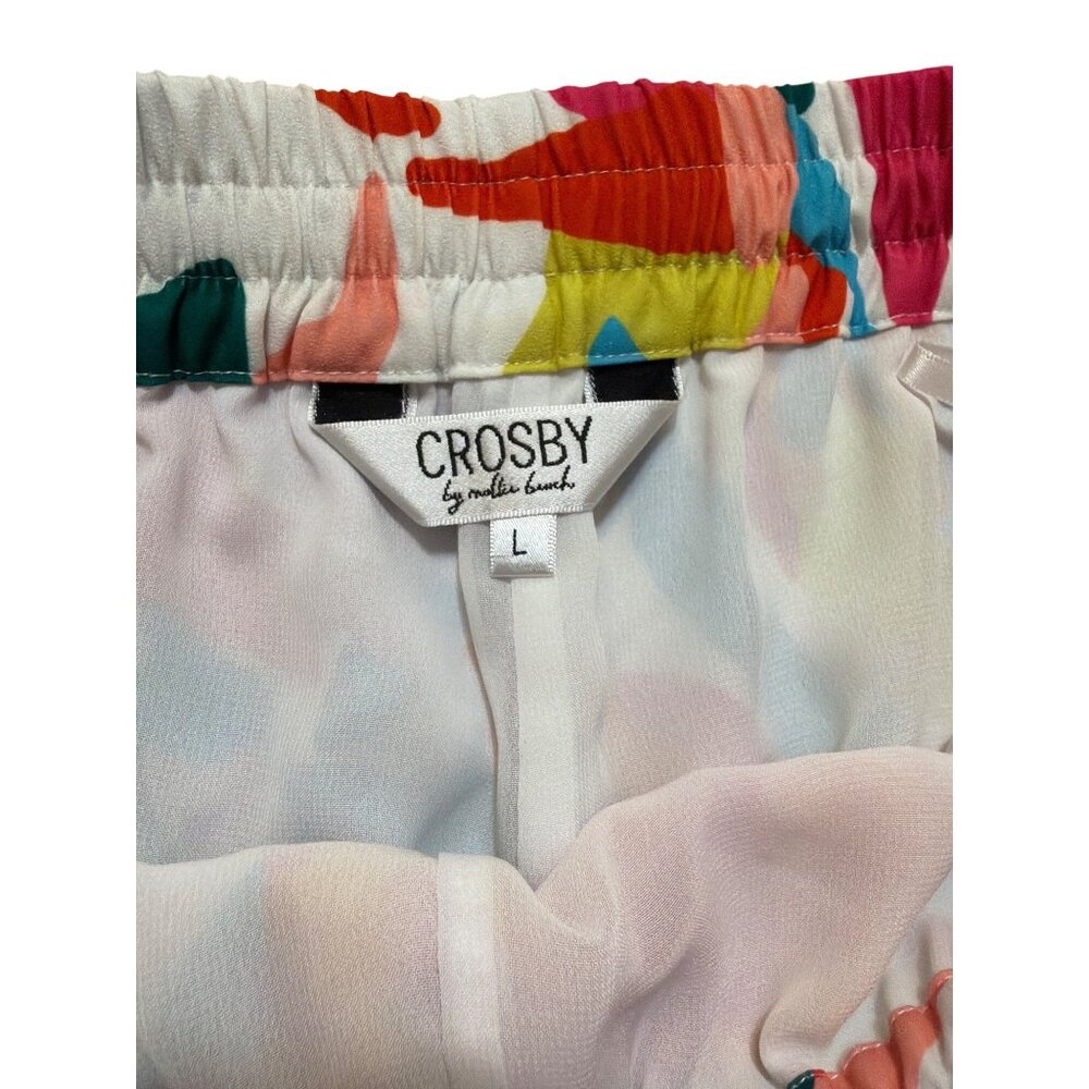 Crosby Mollie Burch Two Piece Shorts Set Ruffle Strap Elastic Waist Bright Sz L - Picture 3 of 5